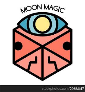 Moon magic icon. Outline moon magic vector icon color flat isolated. Moon magic icon color outline vector