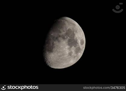 moon on black background telephoto