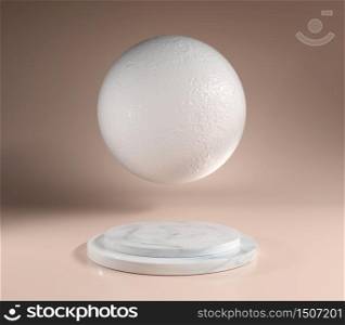 Moon Stage background for show products night cream cosmetics concept, 3d illustration