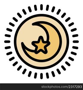 Moon star icon. Outline moon star vector icon color flat isolated. Moon star icon color outline vector