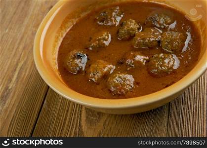moong dal kofta curry - Indian cuisine.