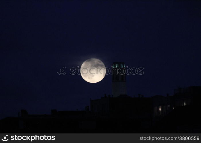 Moonrise over coit tower