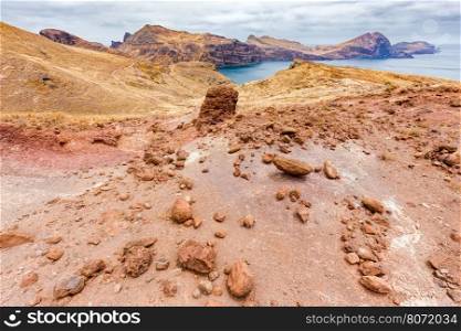 Moonscape lunar landscape with rocks on island Madeira in Portugalf