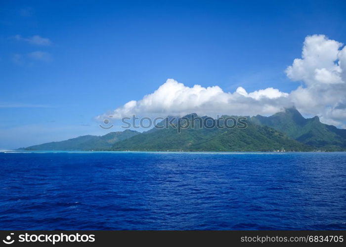 Moorea island and Pacific ocean lagoon landscape. French Polynesia. Moorea island and pacific ocean lagoon landscape