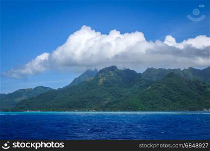 Moorea island and Pacific ocean lagoon landscape. French Polynesia. Moorea island and pacific ocean lagoon landscape
