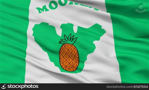 Moorea Maiao City Flag, Country French Polynesia, Closeup View. Moorea Maiao City Flag, French Polynesia, Closeup View