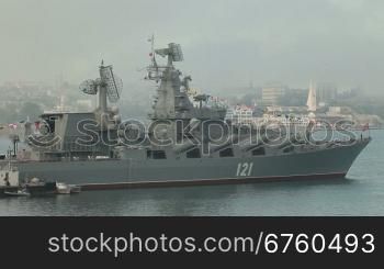 Moored missile cruiser Moscow. Celebration of the 230th anniversary of the Russian Black Sea Fleet in Sevastopol