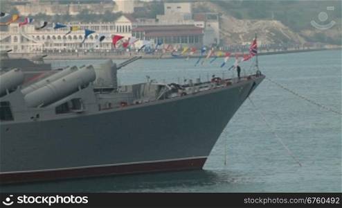Moored missile cruiser Moscow in Sevastopol