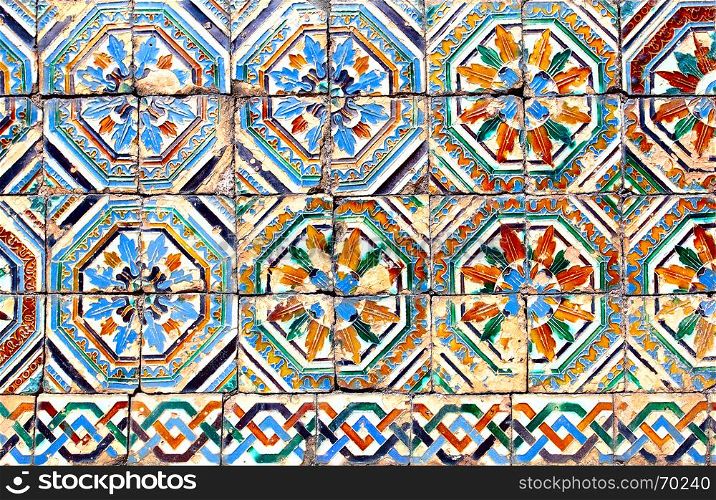 Moorish ceramic tiles (circa 14th century), Andalusia, Spain