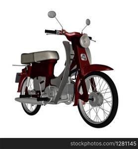 Moped isolated in white background - 3D render. Moped - 3D render