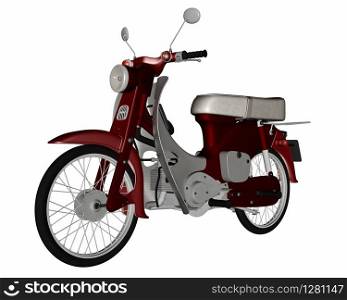 Moped isolated in white background - 3D render. Moped - 3D render
