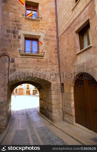 Mora de Rubielos masonry arches in Teruel Aragon stonewall village Maestrazgo Spain