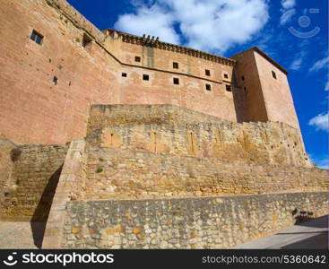 Mora de Rubielos Teruel Muslim Castle in Aragon Spain under blue sunny sky