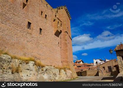 Mora de Rubielos Teruel Muslim Castle in Aragon Spain under blue sunny sky