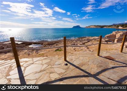 Moraira in Mediterranean with Ifach penon calpe view Alicante at Spain