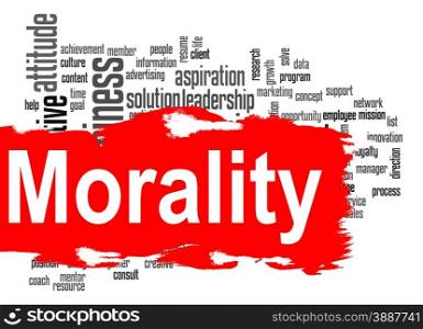Morality word cloud image with hi-res rendered artwork that could be used for any graphic design.. Morality word cloud with red banner
