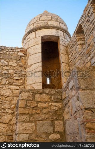 Morella in castellon Maestrazgo castle fort tower at Spain