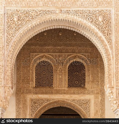 Moresque ornaments from Alhambra Islamic Royal Palace, Granada, Spain. 16th century.