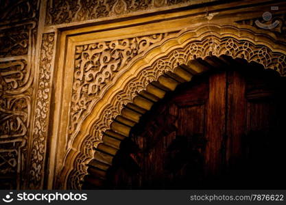 Moresque ornaments from Alhambra Islamic Royal Palace, Granada, Spain. 16th century.