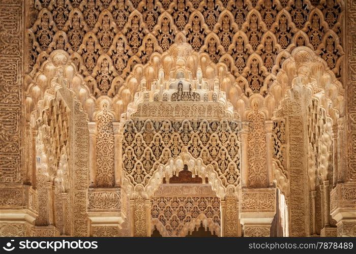 Moresque ornaments from Alhambra Islamic Royal Palace, Granada, Spain. 16th century.