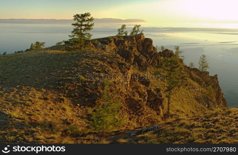 Morning at Baikal. Morning at the cape Khoboy, Olkhon island, Baikal