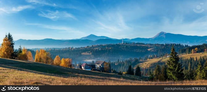 Morning autumn Carpathian Mountains landscape, Ukraine. 