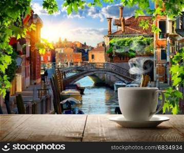 Morning coffee break in Venice at summer, Italy