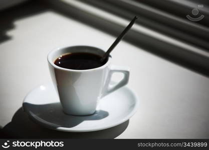 morning coffee on the window sill