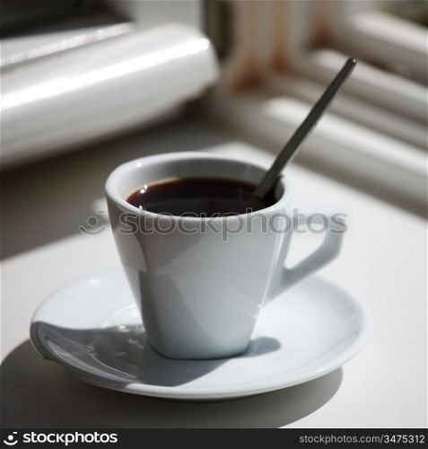 morning coffee on the window sill