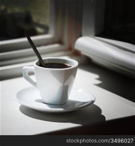 morning coffee on the window sill