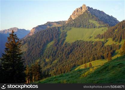 Morning in mountain area of Lichtenstein