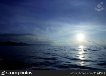 Morning mediterranean blue seascape in Spain, sunshine
