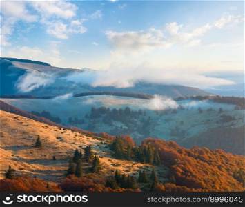 Morning misty autumn mountain landscape (Carpathian, Ukraine)