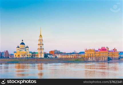 morning panoramic view of the city of Rybinsk, Russia