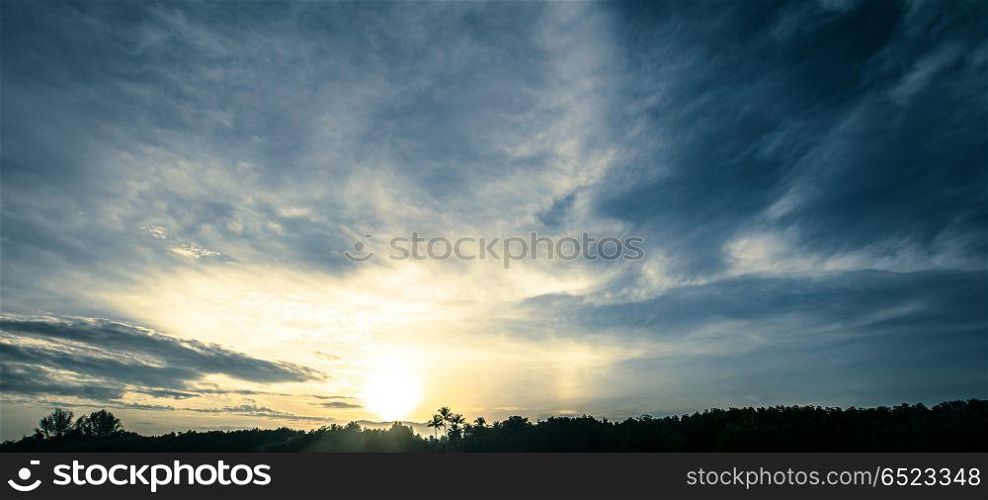 Morning sky and clouds. Morning sky and clouds. Tropical summer clear background. Morning sky and clouds