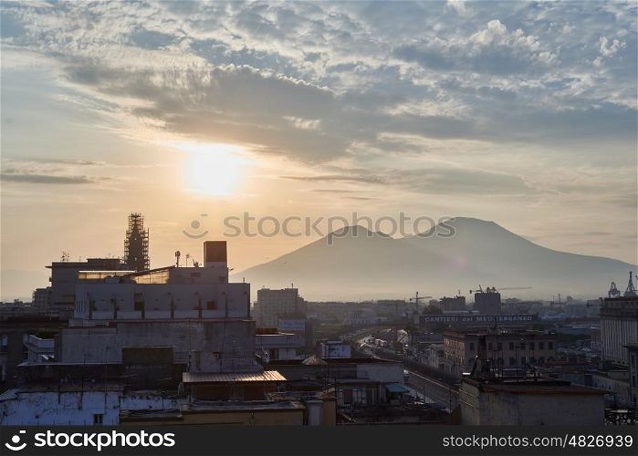 Morning view of the Vesuvius. Naples