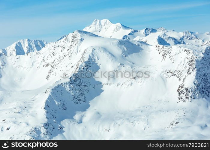 Morning winter Otztal Alps landscape. Ski resort Obergurgl - Hochgurgl, Tirol, Austria.