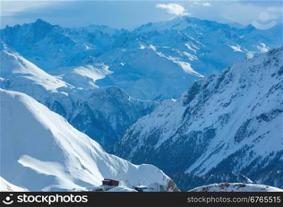 Morning winter Silvretta Alps landscape (Tyrol, Austria).