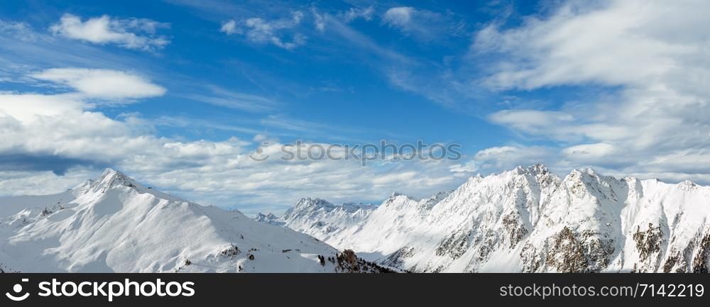 Morning winter Silvretta Alps panorama landscape, Tirol, Austria