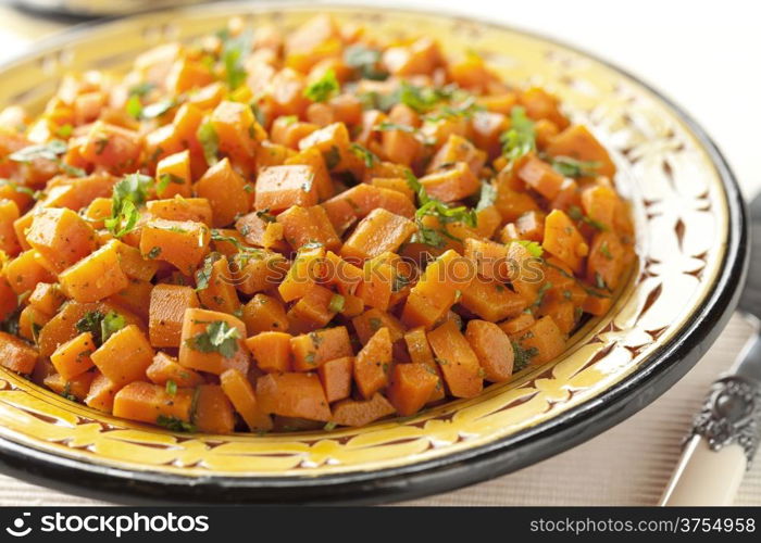 Moroccan carrot salad close up