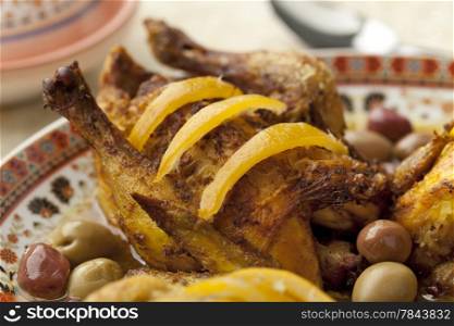 Moroccan chicken dish with preserved lemon and olives