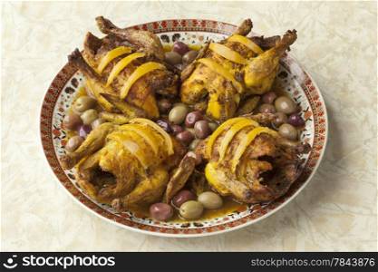 Moroccan chicken dish with preserved lemon and olives
