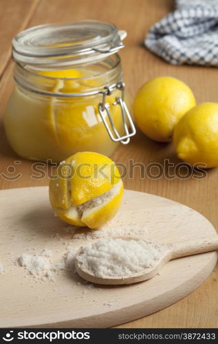 Moroccan Preserved Lemons with salt