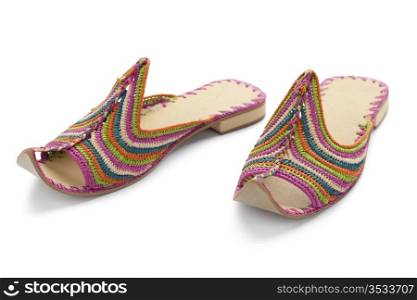 Moroccan slippers on white background