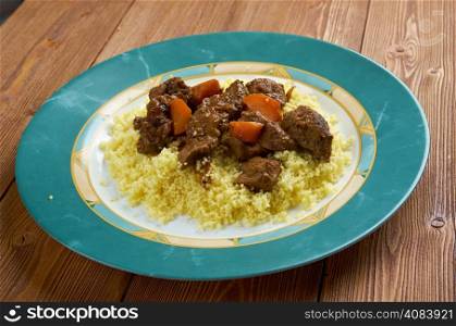 Moroccan Tagine with tender lamb and couscous.