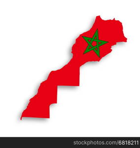 Morocco map with the flag inside, isolated