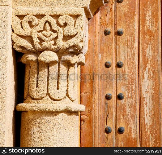 morocco old door and historical nail wood