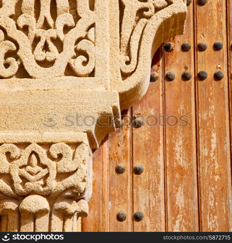 morocco old door and historical nail wood