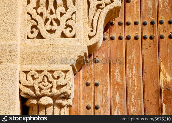 morocco old door and historical nail wood