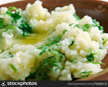 Moroko Mash - African appetizer of potatoes and herbs.Lesotho